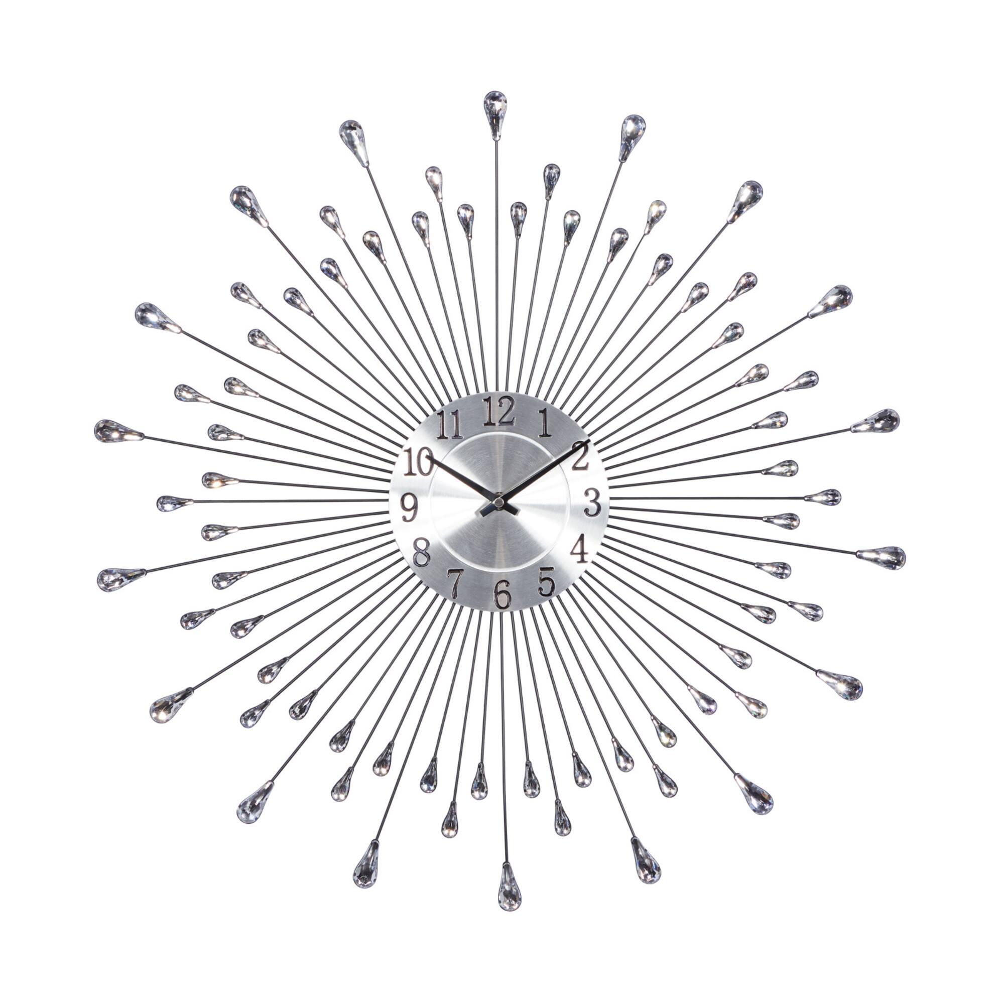 Silver Metal Modern Wall Clock, 23" x 23" x 2"
